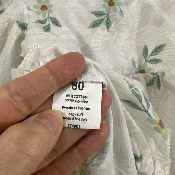 Unbranded Girls Floral Embroidered Summer Puff Sleeve Romper Size 9-12 Months - Picture 3 of 10